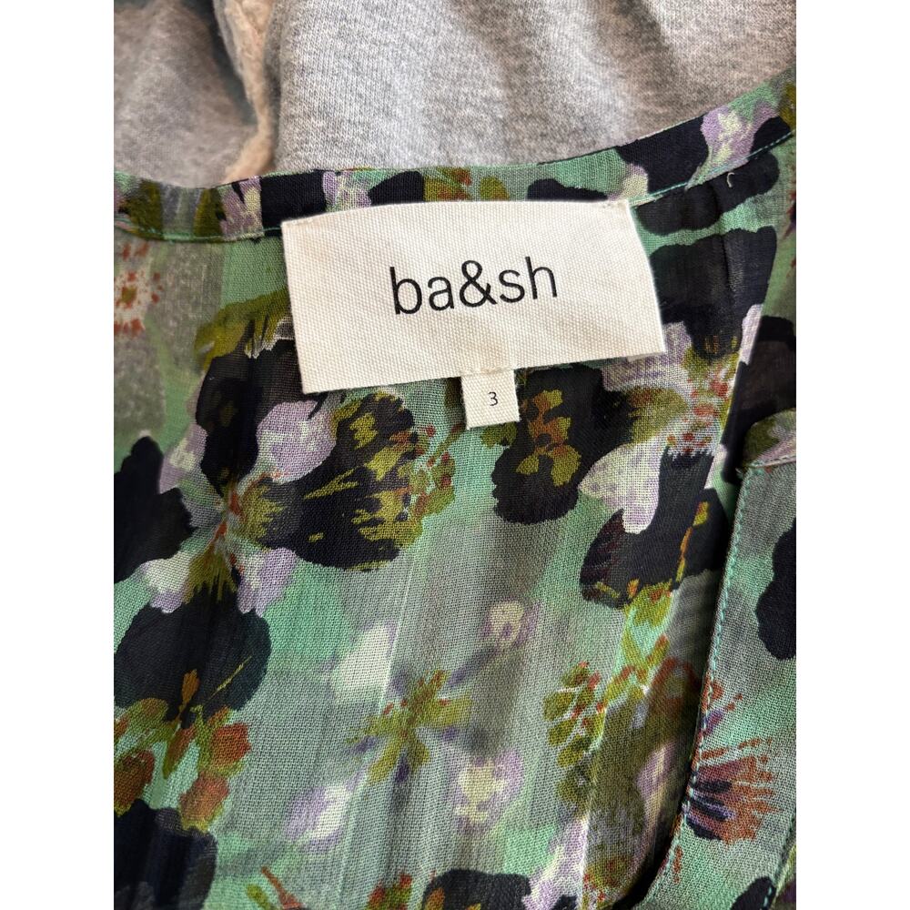 BA&SH Floral Hooper Maxi Dress Size 3 (Large) Green Watercolor Boho Cottagecore - Picture 8 of 11